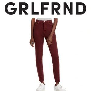 GRLFRND Karolina Jeans in Burgundy Damson NWT